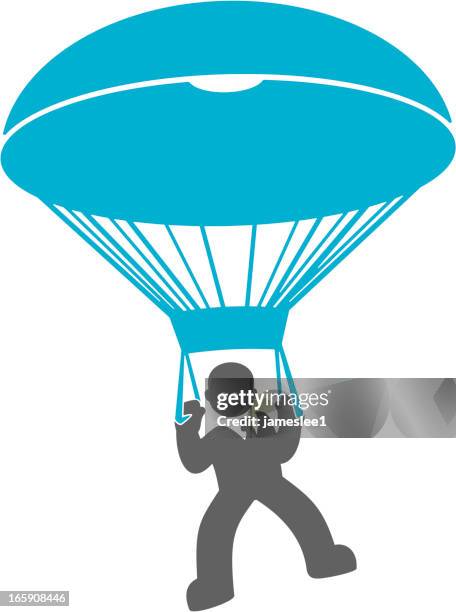parachuting businessman - low angle view man stock illustrations