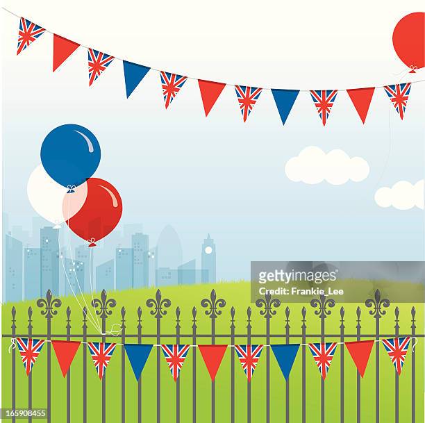 ilustrações, clipart, desenhos animados e ícones de british celebração - bandeirinha