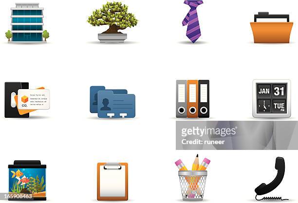 office icons | premium matte series - desk organizer stock illustrations