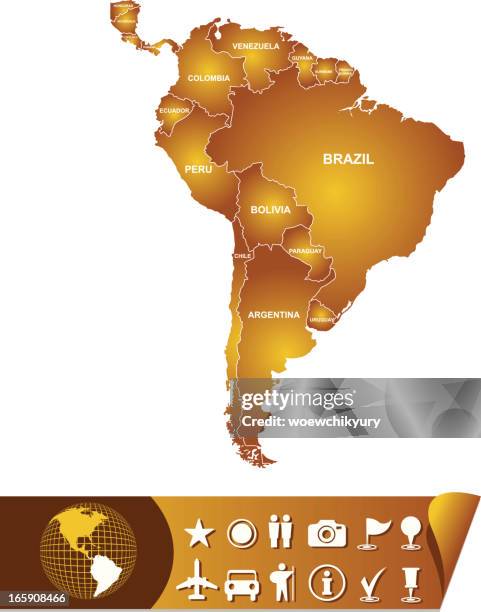 south america map - guyana map stock illustrations
