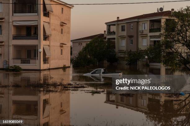 Flooded neighborhood in the northern districts of the city of Larissa, Greece on September 10, 2023.