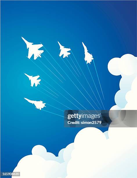 illustrations, cliparts, dessins animés et icônes de show aérien - avion de chasse