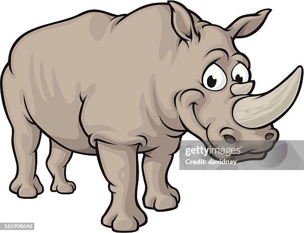 stockillustraties, clipart, cartoons en iconen met happy rhino - neushoorn