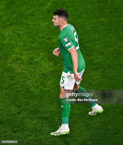 Dublin , Ireland - 10 September 2023; John Egan of Republic of Ireland during the UEFA EURO 2024 Championship qualifying group B match between...