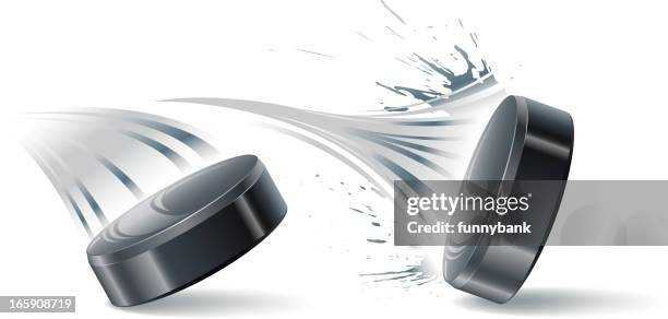 hockey puck on goal - hockey puck stock illustrations