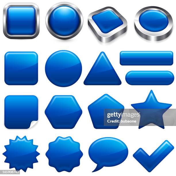 blank blue buttons app and interface computer icons - 3d button stock illustrations