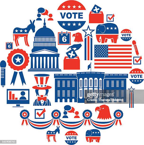 stockillustraties, clipart, cartoons en iconen met us election icon set - amerikaanse cultuur