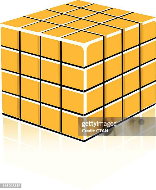 yellow cube - rubix cube stock illustrations