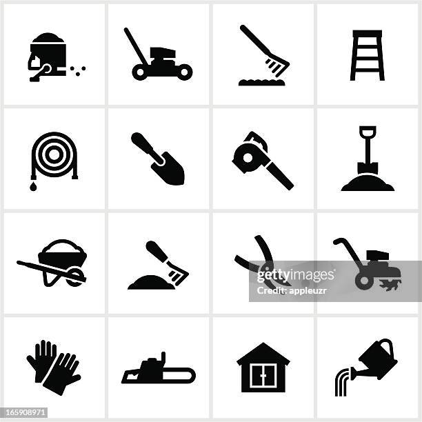 stockillustraties, clipart, cartoons en iconen met yard equipment icons - gardening glove