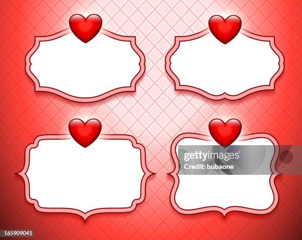 array of red frames with hearts on top - fame background stock illustrations