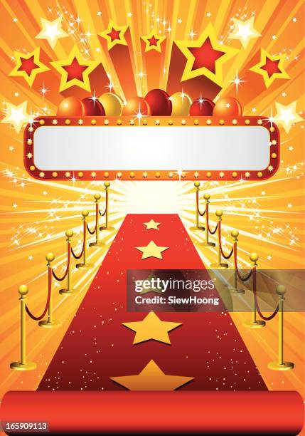 red carpet star and balloon - screening of a24s hot summer nights red carpet stock illustrations