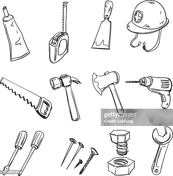 stockillustraties, clipart, cartoons en iconen met tools collection in black and white - getand