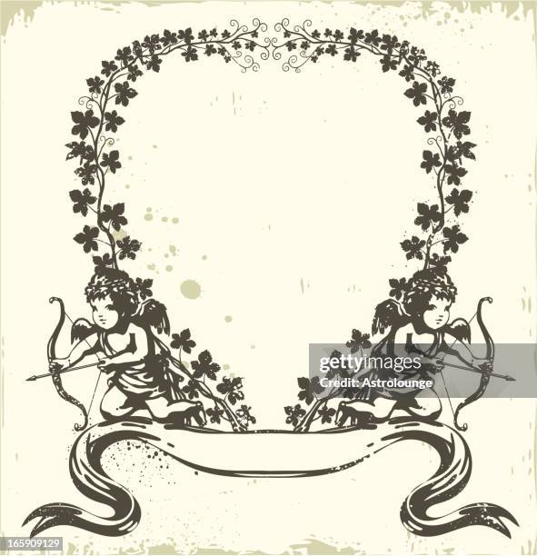 banner with cupids - bow arrow stock illustrations