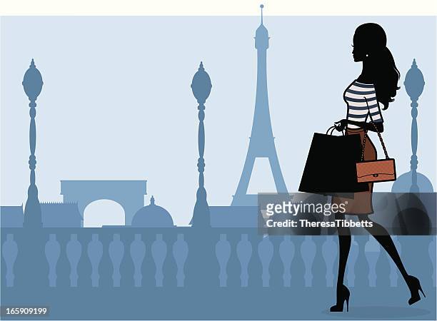 shopping in paris - aussicht genießen stock-grafiken, -clipart, -cartoons und -symbole