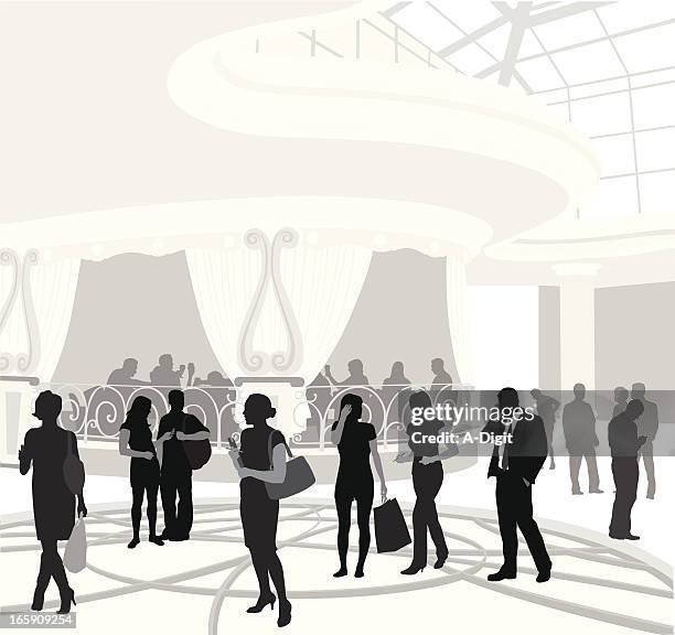 crowded restaurant vector silhouette - foodie stock illustrations