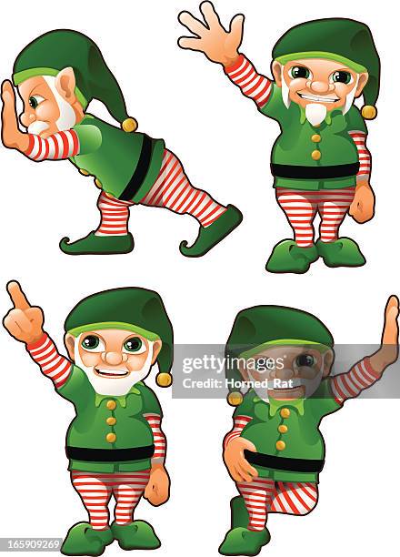 santas elfs - santa leaning stock illustrations