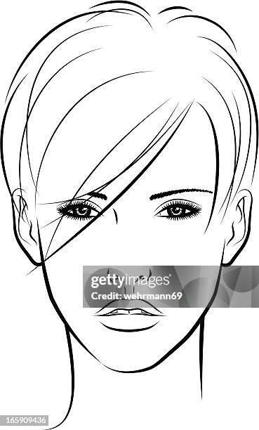 ilustraciones, imágenes clip art, dibujos animados e iconos de stock de mujer con pelo corto 06 - artist's model