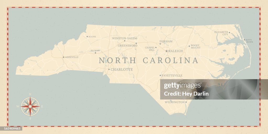 Vintage-Style North Carolina Map