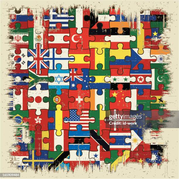 national flags jigsaws - south africa pakistan stock illustrations