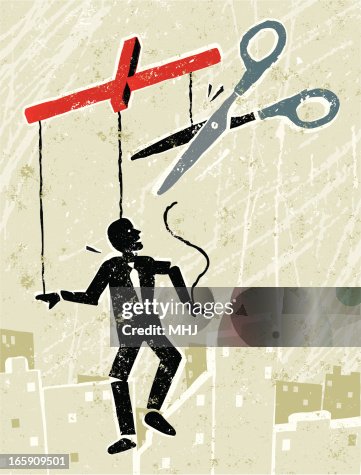 Puppet on a String Being Set Free with Scissors Puppet on a String Being Set Free with Scissors