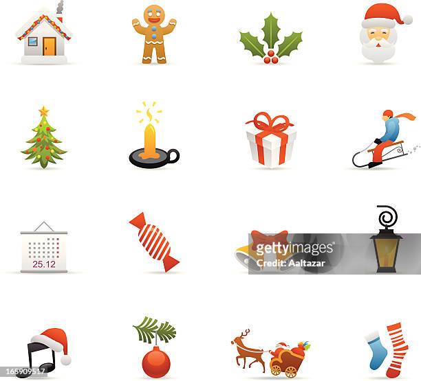 color icons - christmas - gingerbread house cartoon stock illustrations