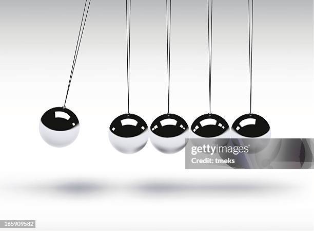 newtons cradle showing balancing balls - gravitational field stock illustrations