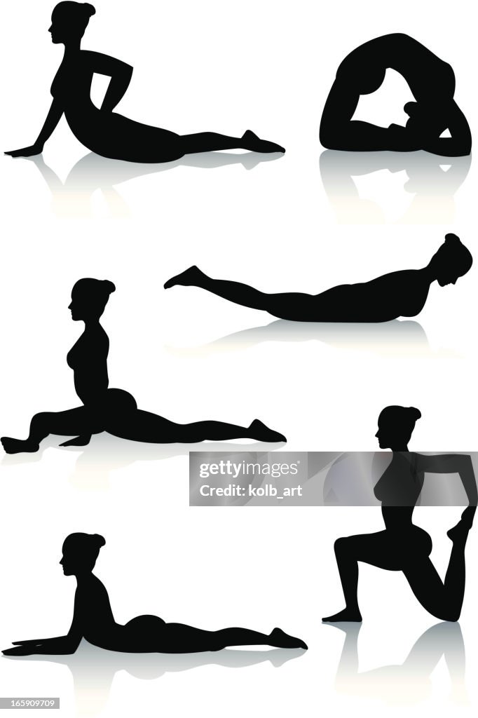 Stylized yoga silhouettes - Bending