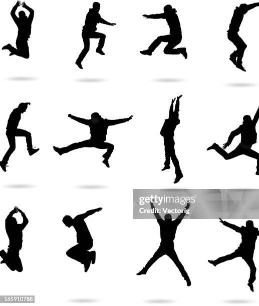 jumping people - straddle jump stock illustrations