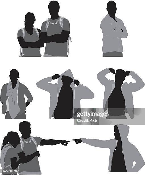 casual people in different poses - waist up stock illustrations