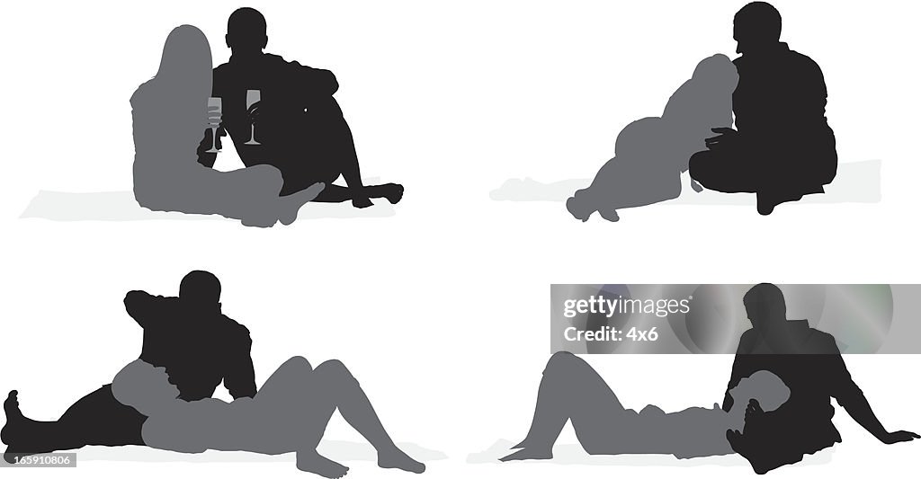 Silhouette of a romantic couple