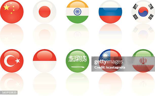 asian flag glass balls - russian flag stock illustrations