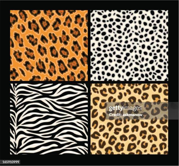 stockillustraties, clipart, cartoons en iconen met seamless exotic animals skin patterns - luipaardprint