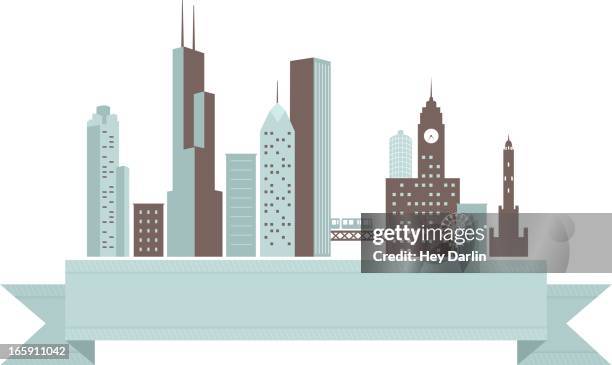 chicago skyline banner - chicago 幅插畫檔、美工圖案、卡通及圖標