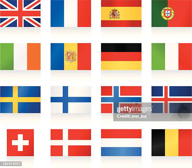 flags collection 1 - western and nothern europe - danish flag stock illustrations