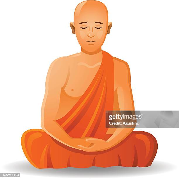 Buddhist Monk In Orange Robe And Bald High-Res Vector Graphic - Getty Images