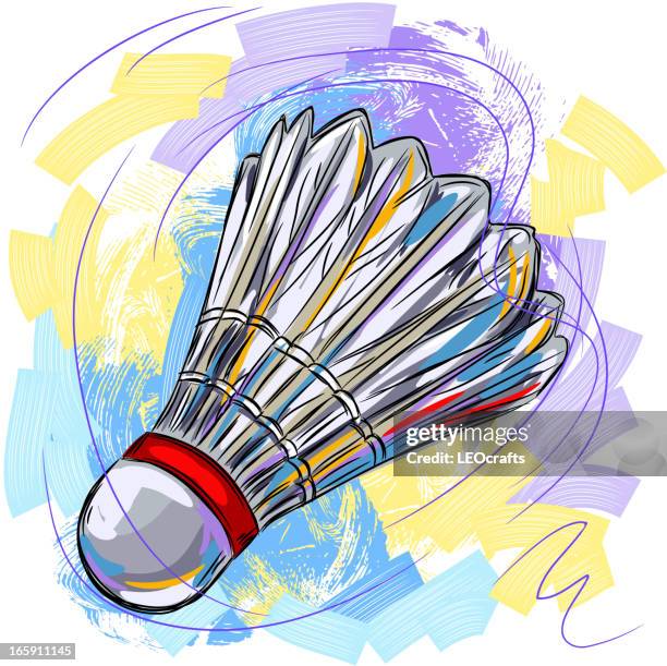 ilustrações, clipart, desenhos animados e ícones de colorido peteca de badminton - shuttlecock