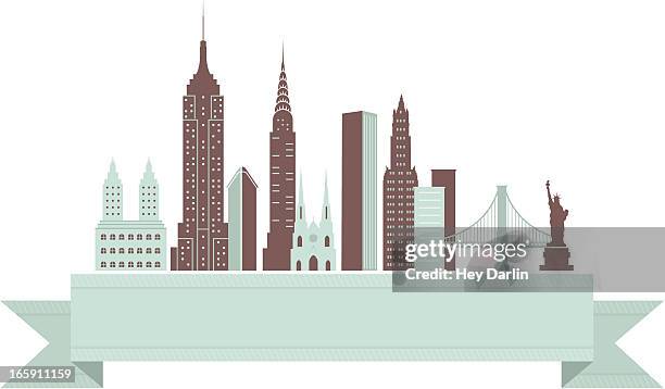 bildbanksillustrationer, clip art samt tecknat material och ikoner med new york city skyline banner - hängbro