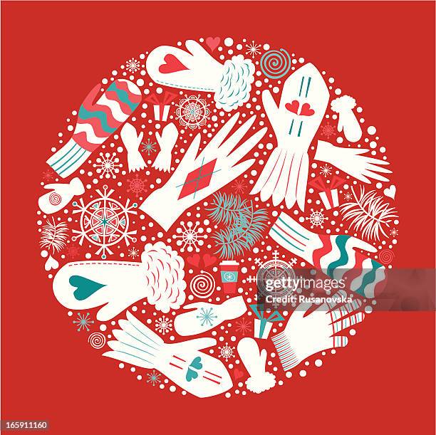 christmas mittens and gloves - mitten stock illustrations