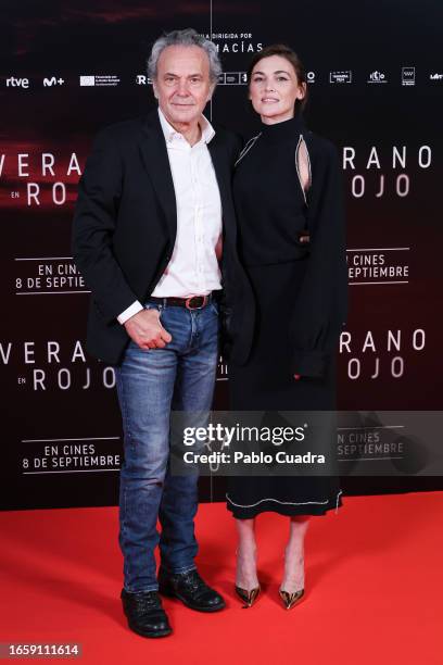 Actor Jose Coronado and actress Marta Nieto attend the 'Verano En Rojo' photocall at MK2 Cine Paz on September 04, 2023 in Madrid, Spain.