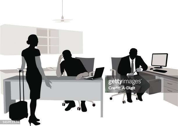 office waiting vector silhouette - ceiling fan stock illustrations