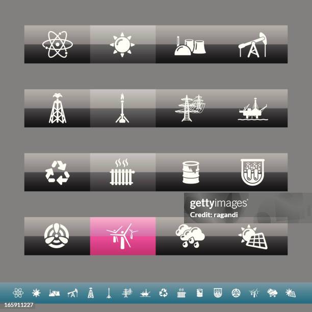 power generation icons | grey and pink - offshore platform drilling rig stock illustrations