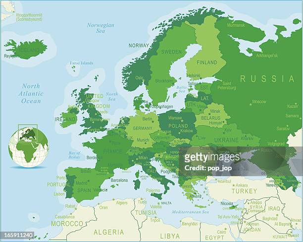 ilustraciones, imágenes clip art, dibujos animados e iconos de stock de mapa de europa completo - europe