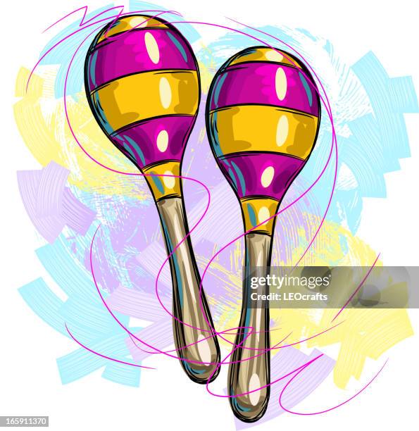 stockillustraties, clipart, cartoons en iconen met colorful maracas - maracas