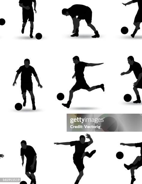 soccer silhouette - soccer player vector stock illustrations