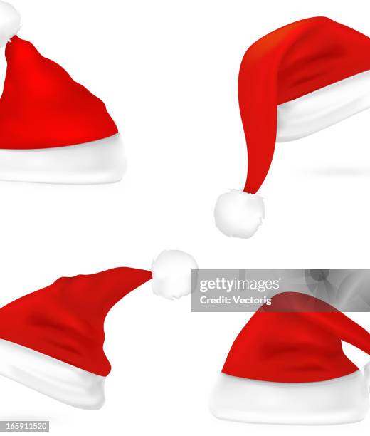 illustrazioni stock, clip art, cartoni animati e icone di tendenza di cappello da babbo natale - cappello da babbo natale