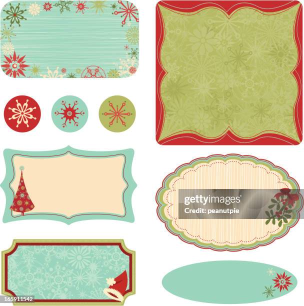 retro christmas gift labels - mistletoe background stock illustrations