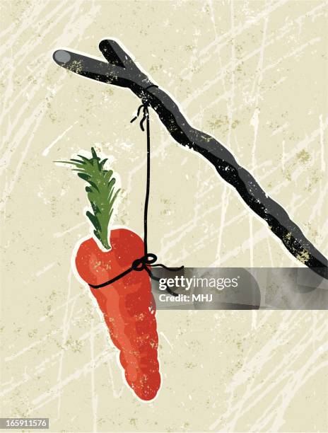 cartoon image of a carrot on a stick - teasing stock illustrations