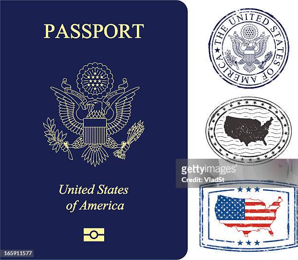 米国のパスポートスタンプと - パスポート点のイラスト素材／クリップアート素材／マンガ素材／アイコン素材