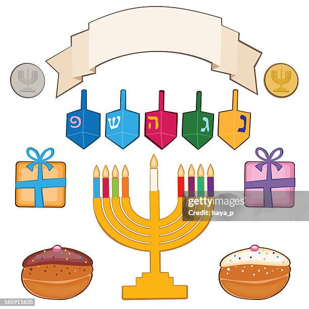 hanukkah set - token stock illustrations