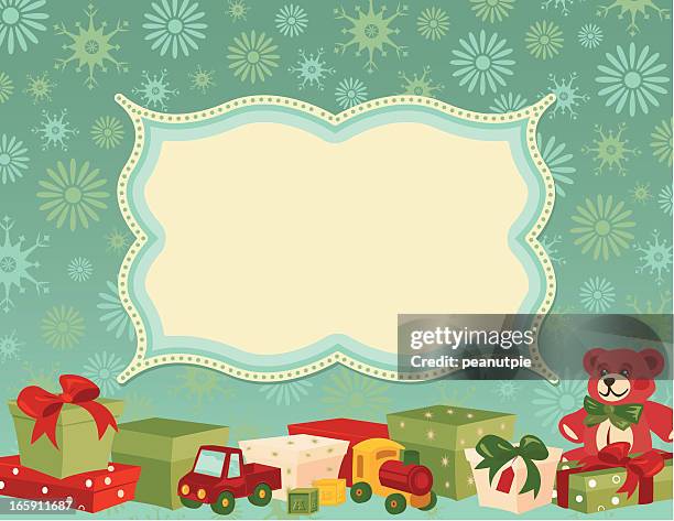 christmas gift bookplate - snow truck stock illustrations